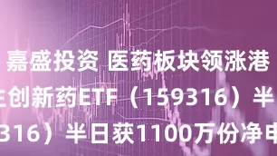 嘉盛投资 医药板块领涨港股，恒生创新药ETF（159316）半日获1100万份净申购